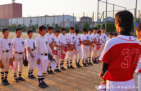 野球部キャプテンからお礼の言葉　06BULLS 若江中学野球部訪問